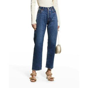 Moussy Greensbriar Wide Straight Leg Jeans Womens 28 Dark Wash Faded Whiskered